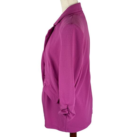BAR III 3/4 RUCHED SLEEVE ONE BUTTON BLAZER IN FUCHSIA NWOT WOMEN'S SIZE SMALL - Picture 6 of 12